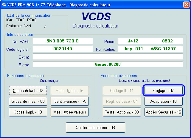 Ecran Calculateur 77 Telephone Codage